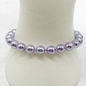 Joan Rivers Purple Faux Pearl Bracelet W/ Gold Tone Clasp 8" Elegant Jewelry